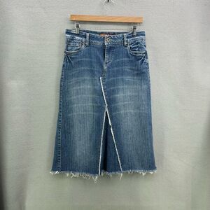 Vintage Y2K Mudd Denim Low Rise Midi Jean Skirt Size 7